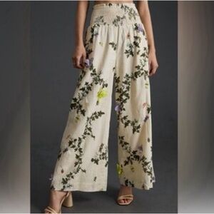 Anthropologie Smocked Wide Leg Butterfly Pants